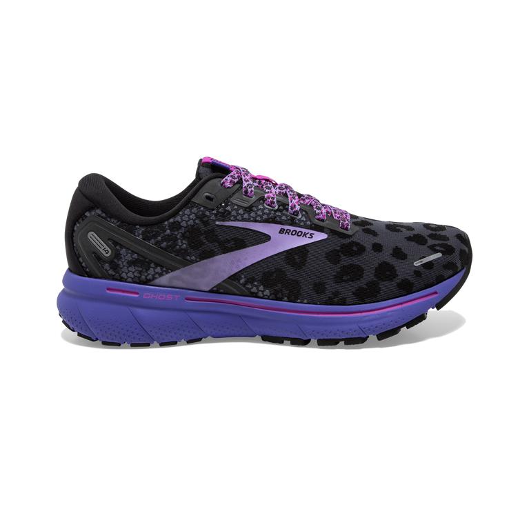 Brooks Ghost 14 Cushioned Road Running Shoes - Women's - Ebony/Black/Purple (12463-HRMY)